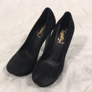 YSL black suede tribute pumps size 36